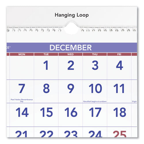 Deluxe Three-Month Reference Wall Calendar - PM1128