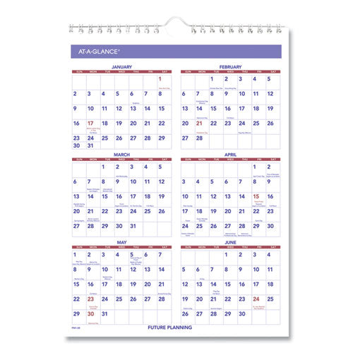 Monthly Wall Calendar with Ruled Daily Blocks - PM128