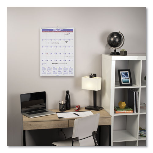 Monthly Wall Calendar with Ruled Daily Blocks - PM228