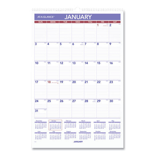 Monthly Wall Calendar with Ruled Daily Blocks - PM328