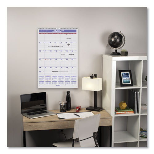 Monthly Wall Calendar with Ruled Daily Blocks - PM328