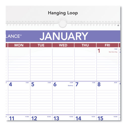 Monthly Wall Calendar with Ruled Daily Blocks - PM328