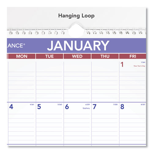Monthly Wall Calendar with Ruled Daily Blocks - PM228