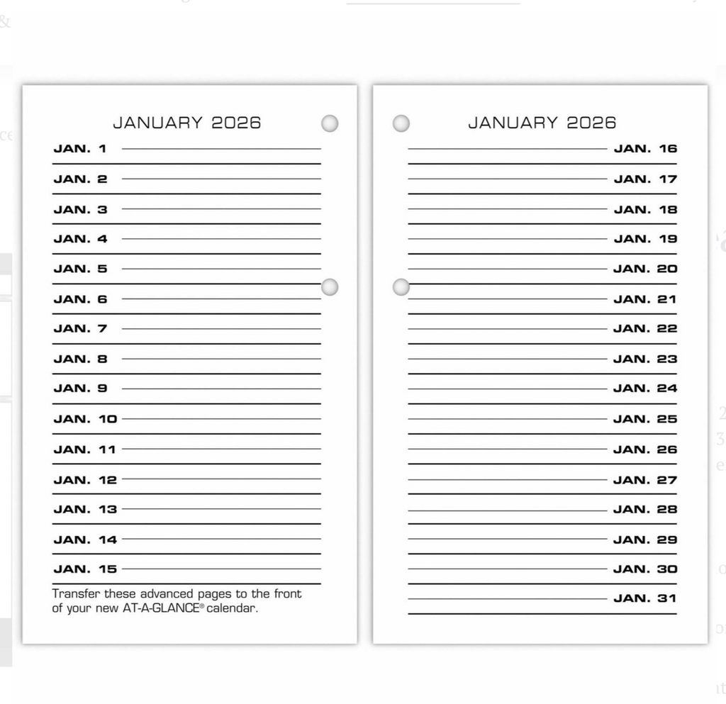Loose-Leaf Desk Calendar Refill - E01750