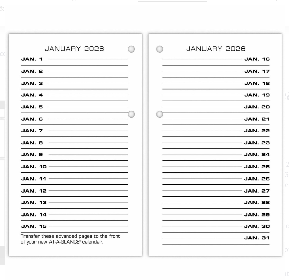 Loose-Leaf Desk Calendar Refill - E01750