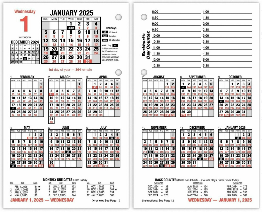 At-A-Glance Burkhart's Day Counter Loose-Leaf Desk Calendar Refill - E712-50
