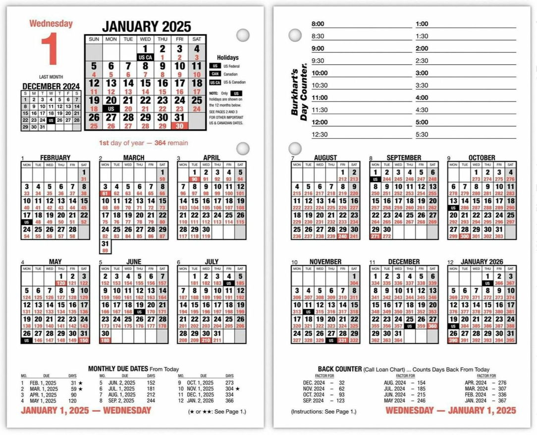 At-A-Glance Burkhart's Day Counter Loose-Leaf Desk Calendar Refill - E712-50