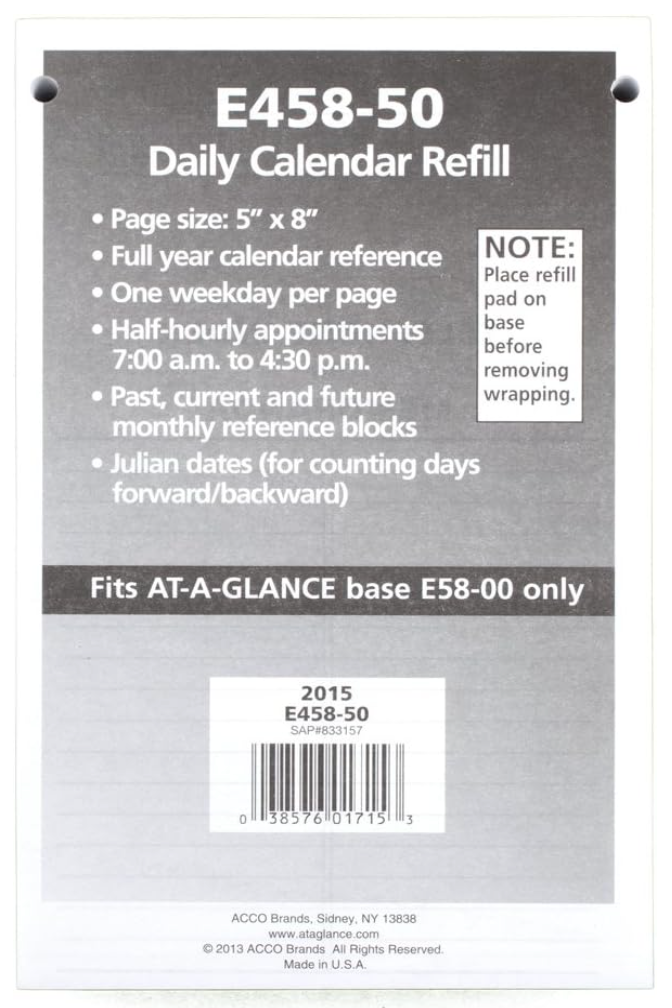 Pad-Style Desk Calendar Refill - E458-50