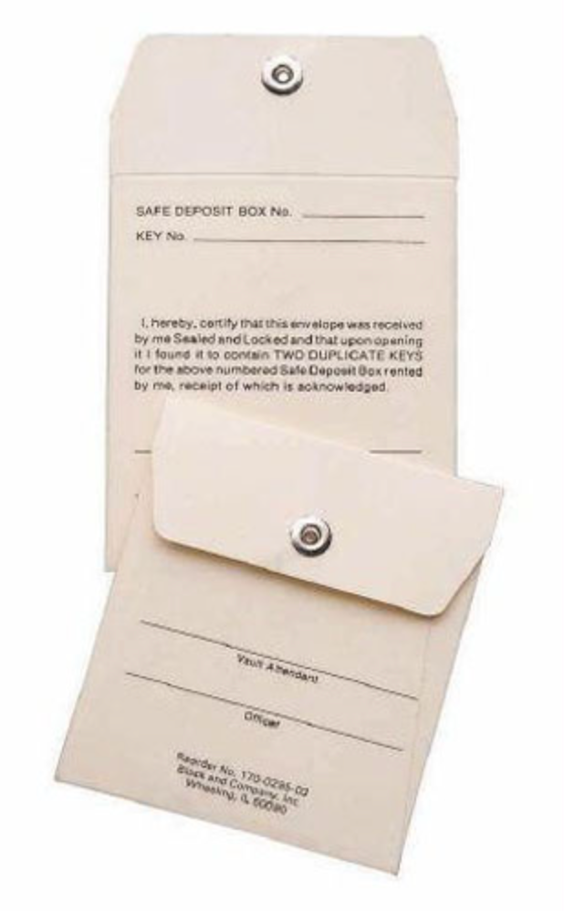 Snap-Lock Vault Key Envelopes